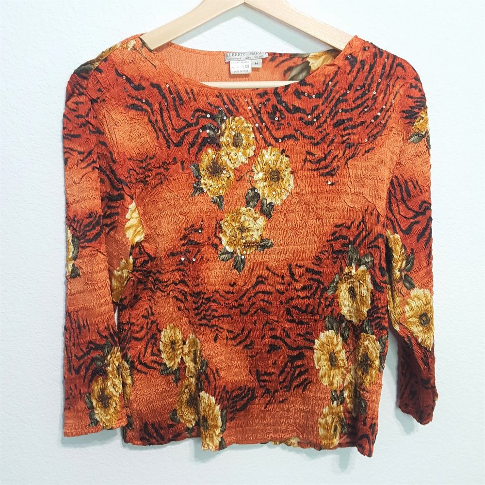 Alberto Makali Textured Sequin Shirt Sz M